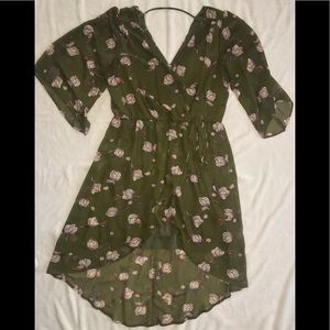 Olive and pink floral dress